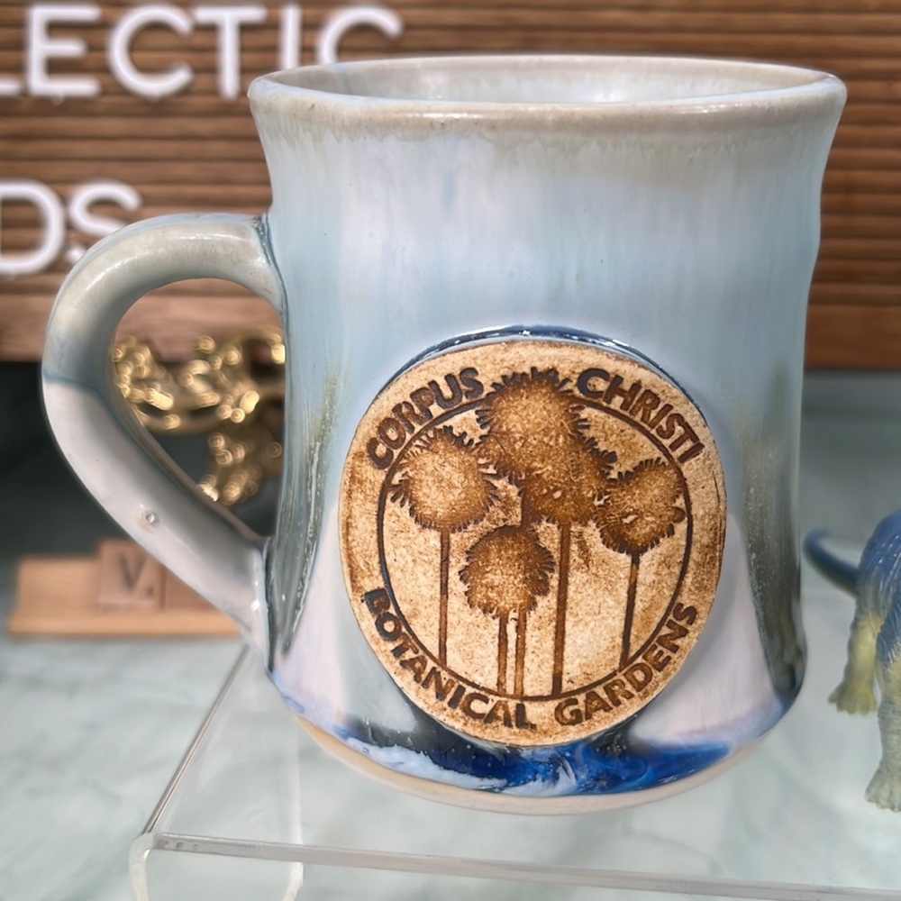 Corpus Christi Botanical Gardens Blue-Green Glazed Handcrafted Pottery Mug